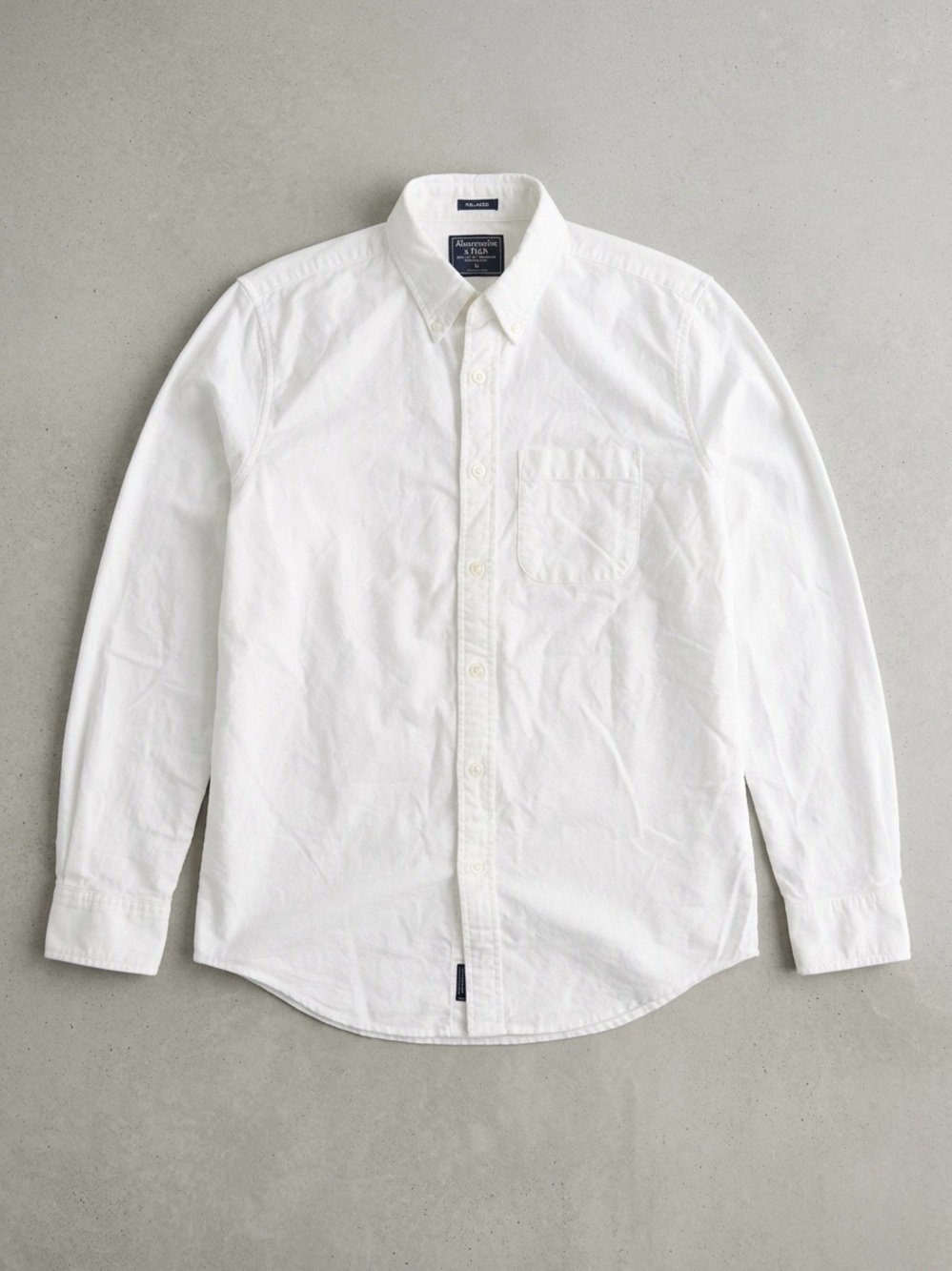 Abercrombie & Fitch White Long-Sleeve Button-Down Shirt